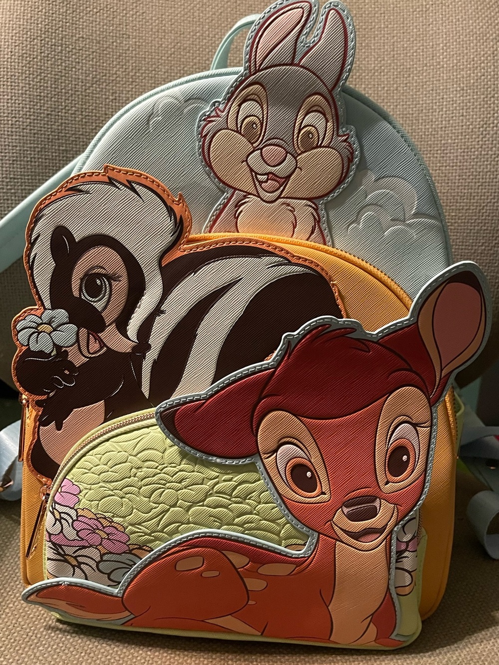 Disney Pastel Multi Bambi, Thumper & Flower Appliqué Backpack